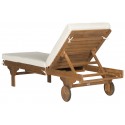 Safavieh Newport Chaise Lounge Chair with Side Table - Teak Brown/Beige (PAT7022C)