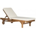 Safavieh Newport Chaise Lounge Chair with Side Table - Teak Brown/Beige (PAT7022C)