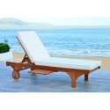 Safavieh Newport Chaise Lounge Chair with Side Table - Teak Brown/Beige (PAT7022C)