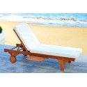 Safavieh Newport Chaise Lounge Chair with Side Table - Teak Brown/Beige (PAT7022C)