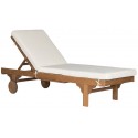 Safavieh Newport Chaise Lounge Chair with Side Table - Teak Brown/Beige (PAT7022C)