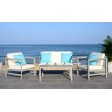 Safavieh Montez 4 PC Outdoor Set with Accent Pillows-Grey Wash/White/Light Blue (PAT7030B)