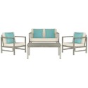 Safavieh Montez 4 PC Outdoor Set with Accent Pillows-Grey Wash/White/Light Blue (PAT7030B)