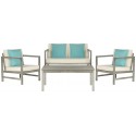 Safavieh Montez 4 PC Outdoor Set with Accent Pillows-Grey Wash/White/Light Blue (PAT7030B)