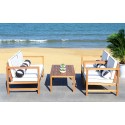 Safavieh Montez 4 PC Outdoor Set with Accent Pillows - Natural/Black/White (PAT7030C)