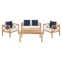 Safavieh Nunzio 4 PC Outdoor Set with Accent Pillows - Natural/White/Navy (PAT7031A)