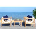 Safavieh Nunzio 4 PC Outdoor Set with Accent Pillows - Natural/White/Navy (PAT7031A)