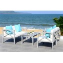 Safavieh Nunzio 4 PC Outdoor Set with Accent Pillows-Grey Wash/White/Light Blue (PAT7031B)