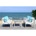 Safavieh Nunzio 4 PC Outdoor Set with Accent Pillows-Grey Wash/White/Light Blue (PAT7031B)