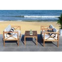 Safavieh Nunzio 4 PC Outdoor Set with Accent Pillows - Natural/Black/White (PAT7031C)