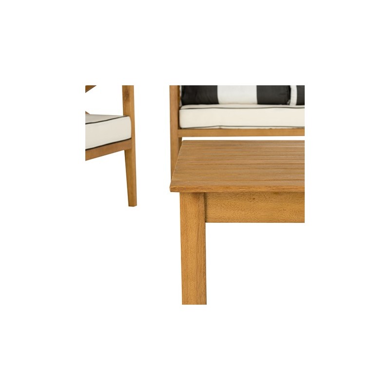 Safavieh Nunzio 4 PC Outdoor Set with Accent Pillows - Natural/Black/White (PAT7031C)