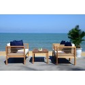 Safavieh Alda 4 PC Outdoor Set with Accent Pillows - Natural/White/Navy (PAT7033A)