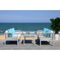 Safavieh Alda 4 PC Outdoor Set with Accent Pillows-Grey Wash/White/ Light Blue (PAT7033B)