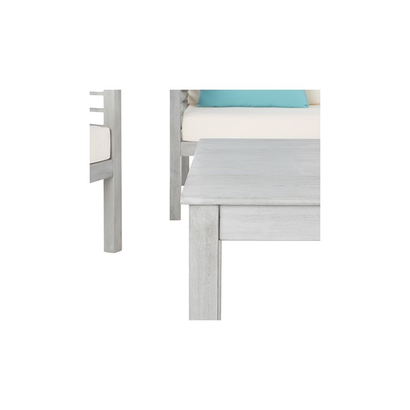 Safavieh Alda 4 PC Outdoor Set with Accent Pillows-Grey Wash/White/ Light Blue (PAT7033B)