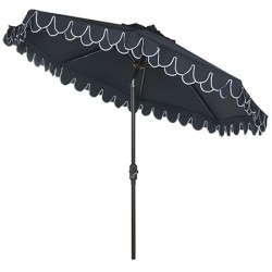 Safavieh Elegant Valance 9FT UV Resistant Auto Tilt Umbrella - Navy/White (PAT8006A)