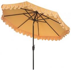 Safavieh Elegant Valance 9FT UV Resistant Auto Tilt Umbrella - Yellow/White (PAT8006B)