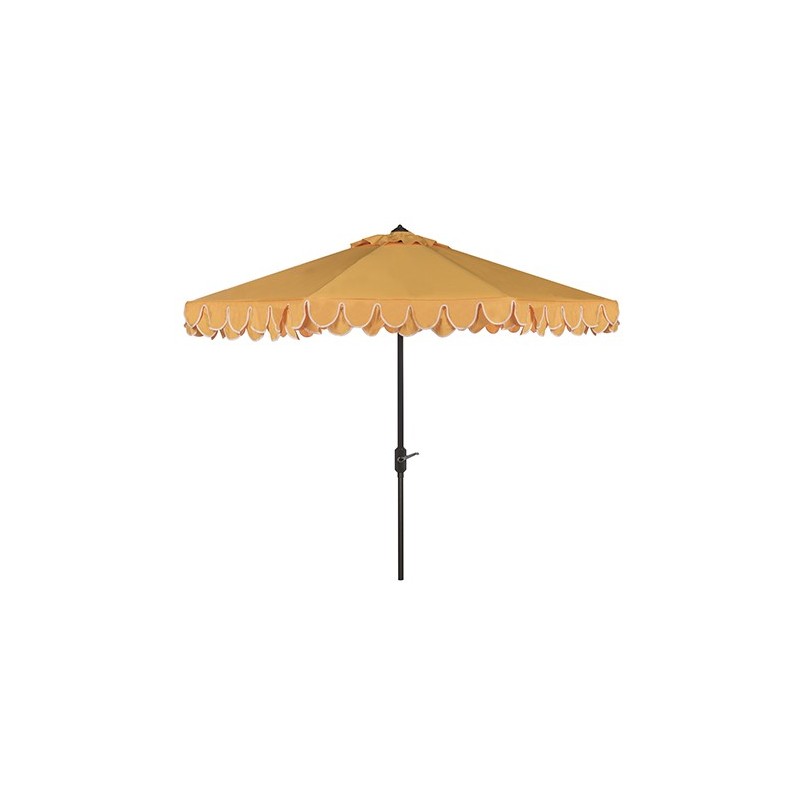 Safavieh Elegant Valance 9FT UV Resistant Auto Tilt Umbrella - Yellow/White (PAT8006B)