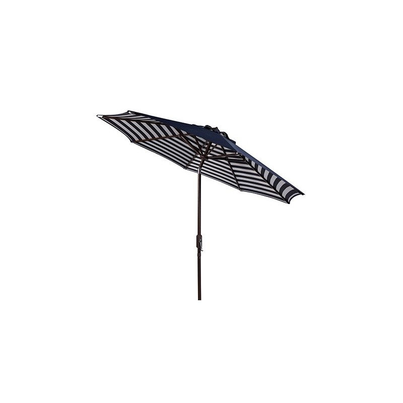 Safavieh Athens Inside Out Striped 9ft Crank Outdoor Auto Tilt Umbrella - Navy/White (PAT8007A)