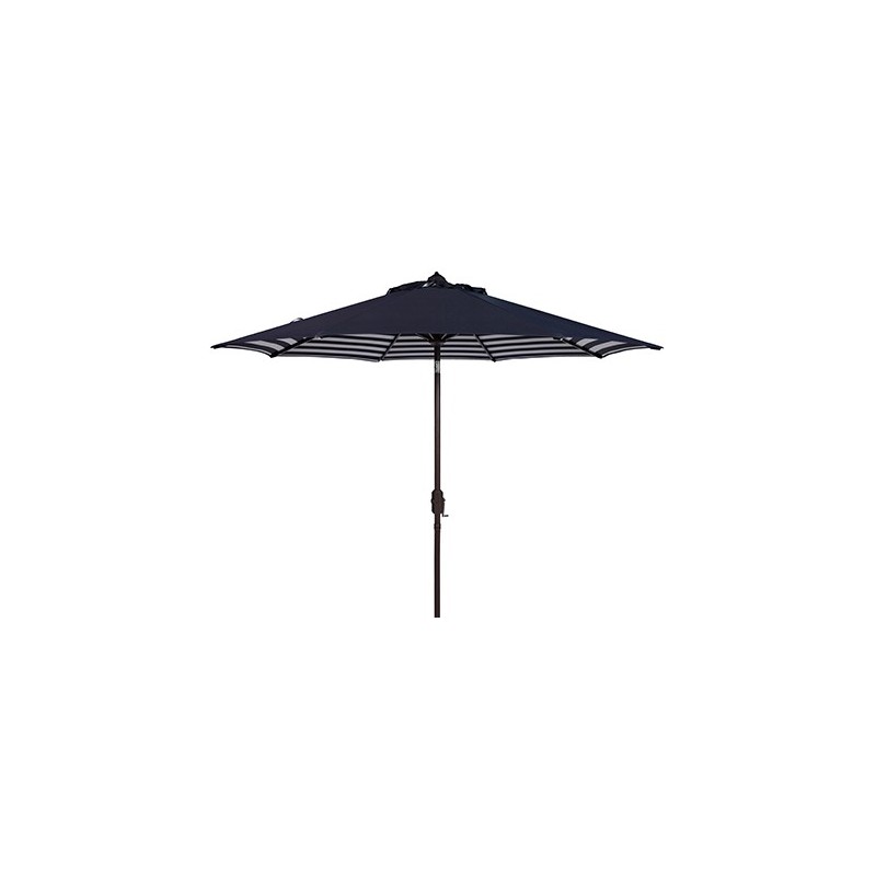 Safavieh Athens Inside Out Striped 9ft Crank Outdoor Auto Tilt Umbrella - Navy/White (PAT8007A)