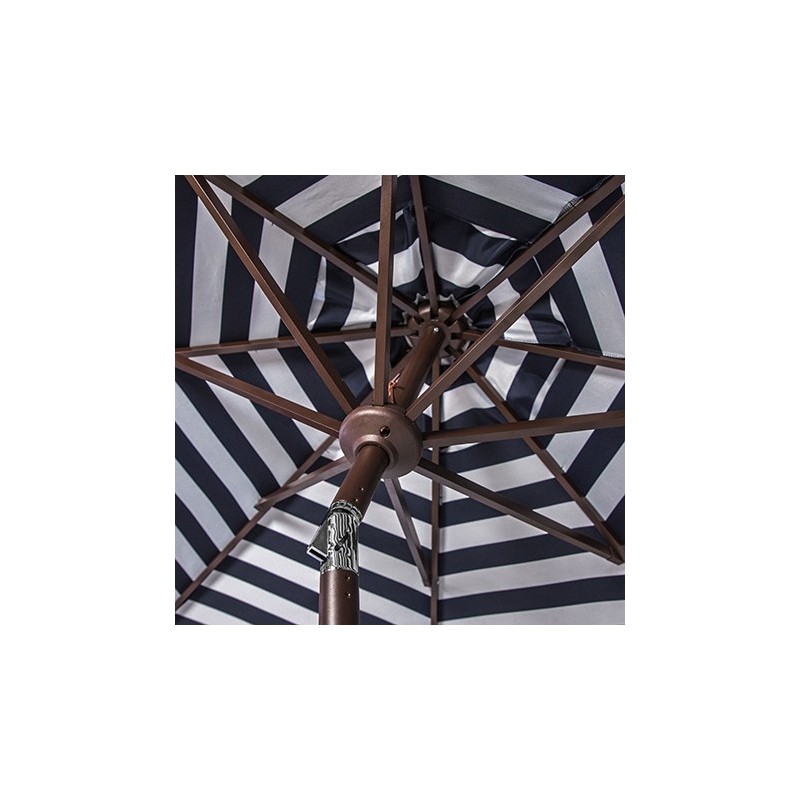 Safavieh Athens Inside Out Striped 9ft Crank Outdoor Auto Tilt Umbrella - Navy/White (PAT8007A)