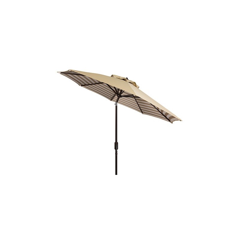 Safavieh Athens Inside Out Striped 9ft Crank Outdoor Auto Tilt Umbrella - Beige/White (PAT8007B)