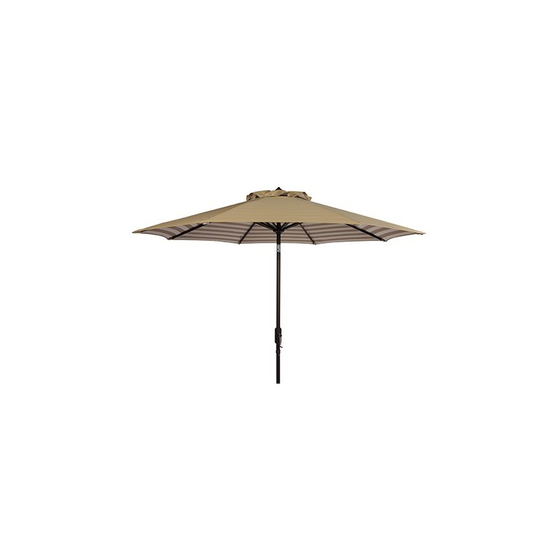Safavieh Athens Inside Out Striped 9ft Crank Outdoor Auto Tilt Umbrella - Beige/White (PAT8007B)