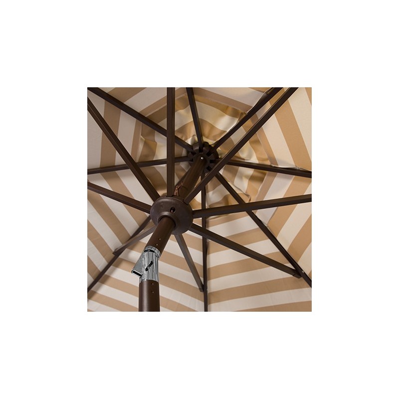 Safavieh Athens Inside Out Striped 9ft Crank Outdoor Auto Tilt Umbrella - Beige/White (PAT8007B)