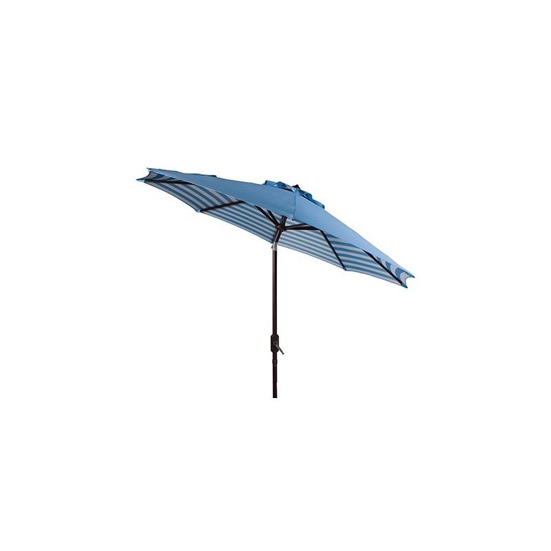 Safavieh Athens Inside Out Striped 9ft Crank Outdoor Auto Tilt Umbrella - Blue/White (PAT8007C)