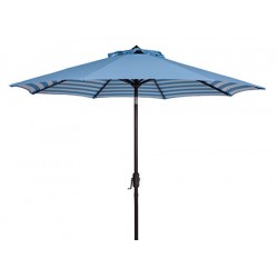 Safavieh Athens Inside Out Striped 9ft Crank Outdoor Auto Tilt Umbrella - Blue/White (PAT8007C)