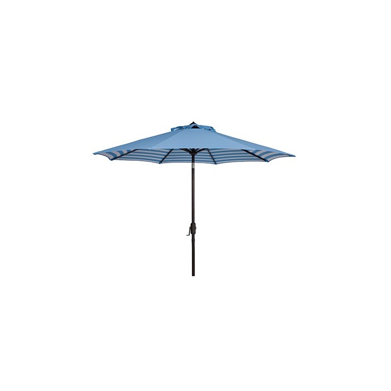 Safavieh Athens Inside Out Striped 9ft Crank Outdoor Auto Tilt Umbrella - Blue/White (PAT8007C)
