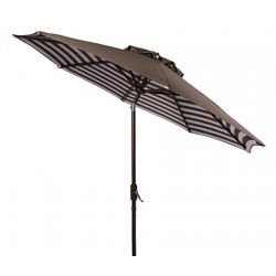 Safavieh Athens Inside Out Striped 9ft Crank Outdoor Auto Tilt Umbrella - Brown/White (PAT8007D)