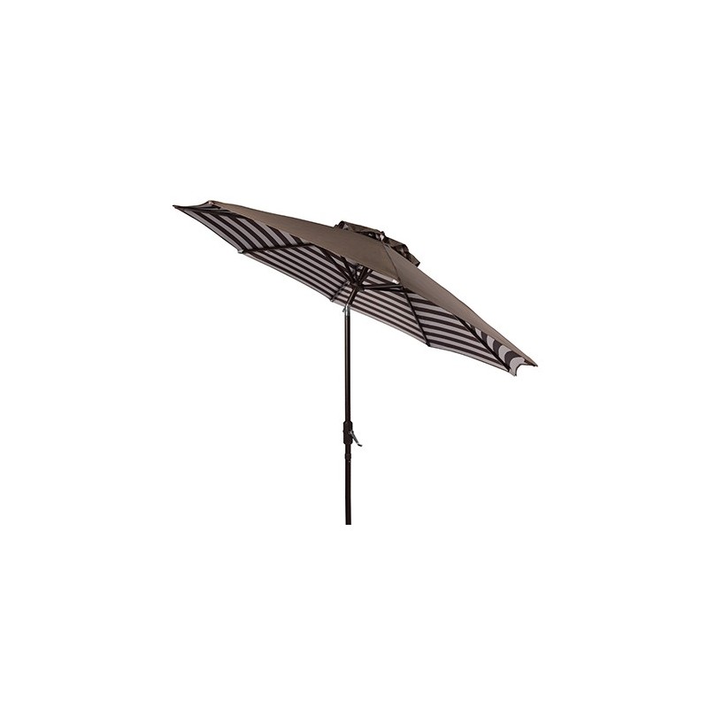 Safavieh Athens Inside Out Striped 9ft Crank Outdoor Auto Tilt Umbrella - Brown/White (PAT8007D)