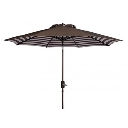 Safavieh Athens Inside Out Striped 9ft Crank Outdoor Auto Tilt Umbrella - Brown/White (PAT8007D)