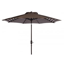 Safavieh Athens Inside Out Striped 9ft Crank Outdoor Auto Tilt Umbrella - Brown/White (PAT8007D)