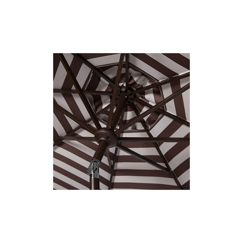 Safavieh Athens Inside Out Striped 9ft Crank Outdoor Auto Tilt Umbrella - Brown/White (PAT8007D)