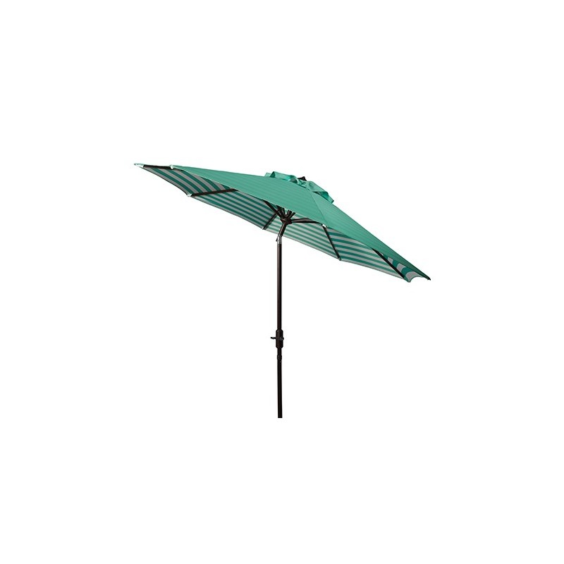 Safavieh Athens Inside Out Striped 9ft Crank Outdoor Auto Tilt Umbrella Dark Green/White (PAT8007E)