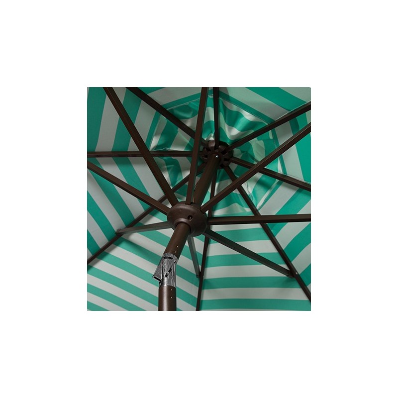Safavieh Athens Inside Out Striped 9ft Crank Outdoor Auto Tilt Umbrella Dark Green/White (PAT8007E)