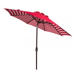 Safavieh Athens Inside Out Striped 9ft Crank Outdoor Auto Tilt Umbrella - Red/White (PAT8007F)