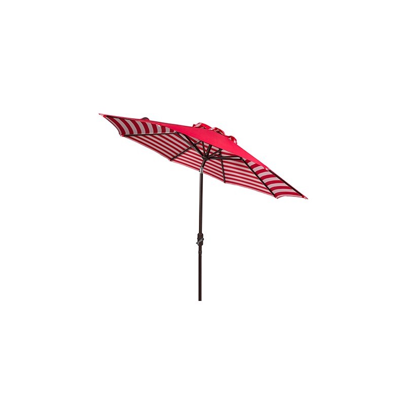 Safavieh Athens Inside Out Striped 9ft Crank Outdoor Auto Tilt Umbrella - Red/White (PAT8007F)