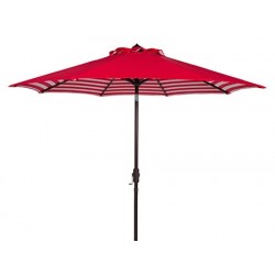 Safavieh Athens Inside Out Striped 9ft Crank Outdoor Auto Tilt Umbrella - Red/White (PAT8007F)