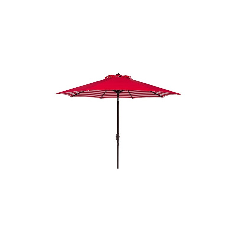 Safavieh Athens Inside Out Striped 9ft Crank Outdoor Auto Tilt Umbrella - Red/White (PAT8007F)