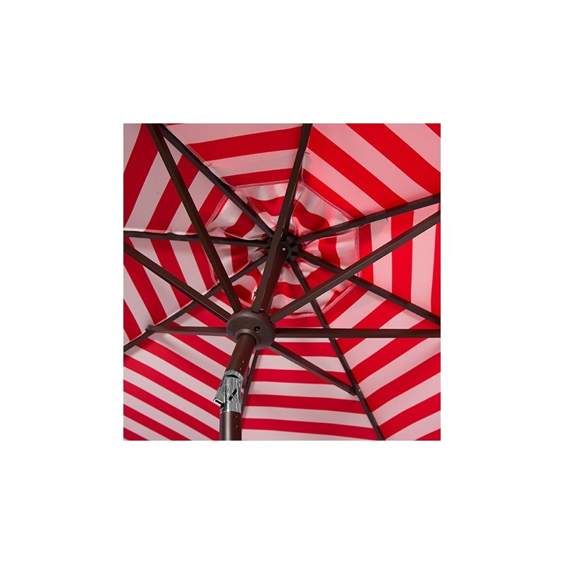 Safavieh Athens Inside Out Striped 9ft Crank Outdoor Auto Tilt Umbrella - Red/White (PAT8007F)
