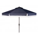 Safavieh Milan Fringe 9ft Crank Outdoor Push Button Tilt Umbrella - Navy/White (PAT8008A)