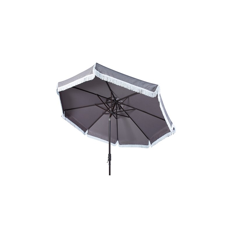 Milan Fringe 9ft Crank Outdoor Push Button Tilt Umbrella