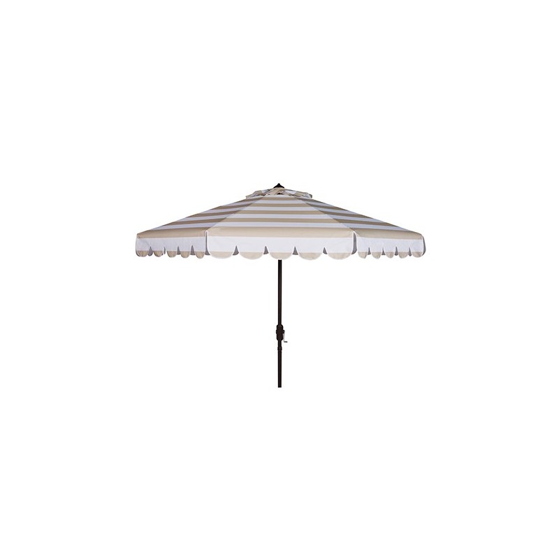 Maui Single Scallop Striped 9ft Crank Push Button Tilt Umbrella