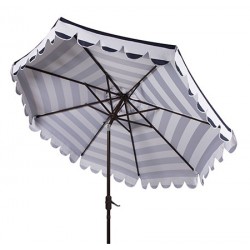 Maui Single Scallop Striped 9ft Crank Push Button Tilt Umbrella