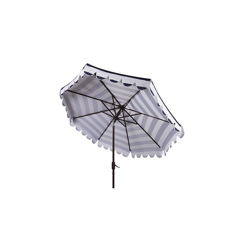 Maui Single Scallop Striped 9ft Crank Push Button Tilt Umbrella