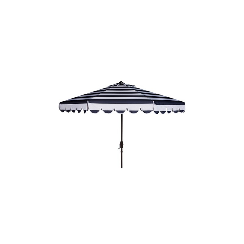 Maui Single Scallop Striped 9ft Crank Push Button Tilt Umbrella