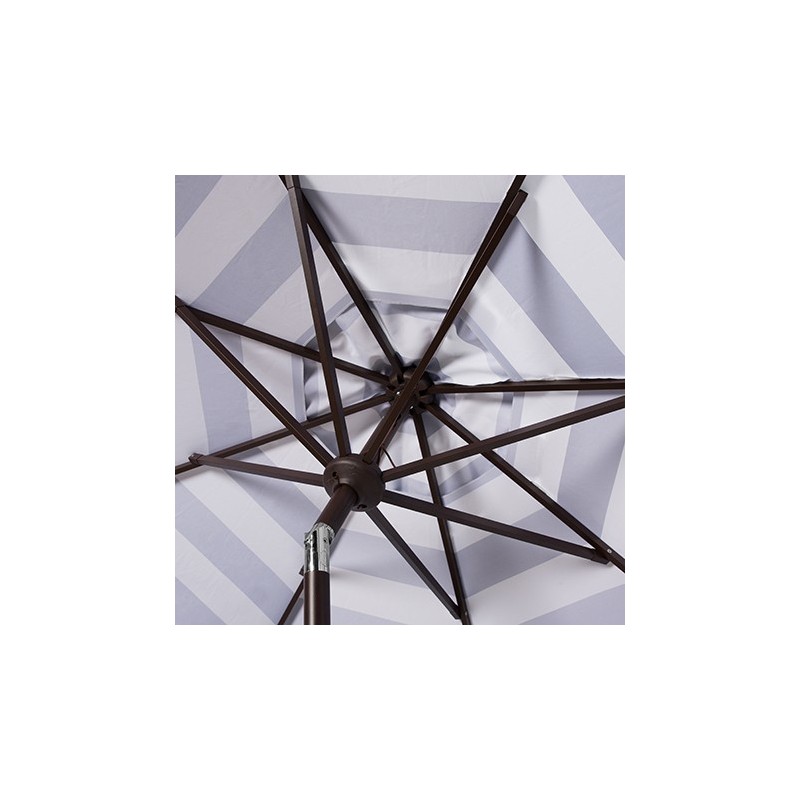 Maui Single Scallop Striped 9ft Crank Push Button Tilt Umbrella