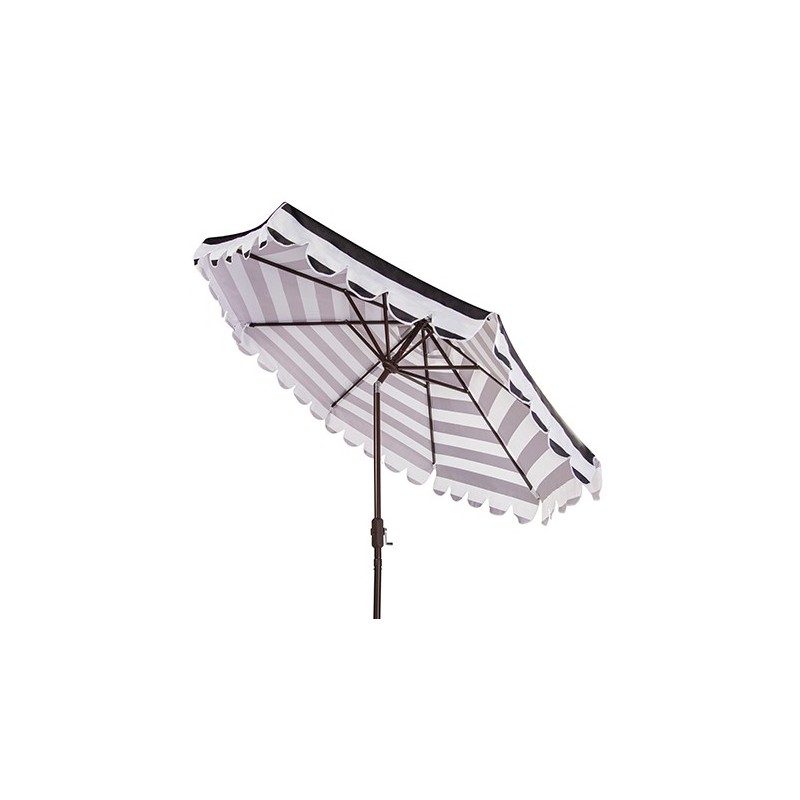 Maui Single Scallop Striped 9ft Crank Push Button Tilt Umbrella